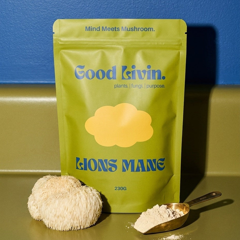 A 230g bag of Good Livin lion's mane powder