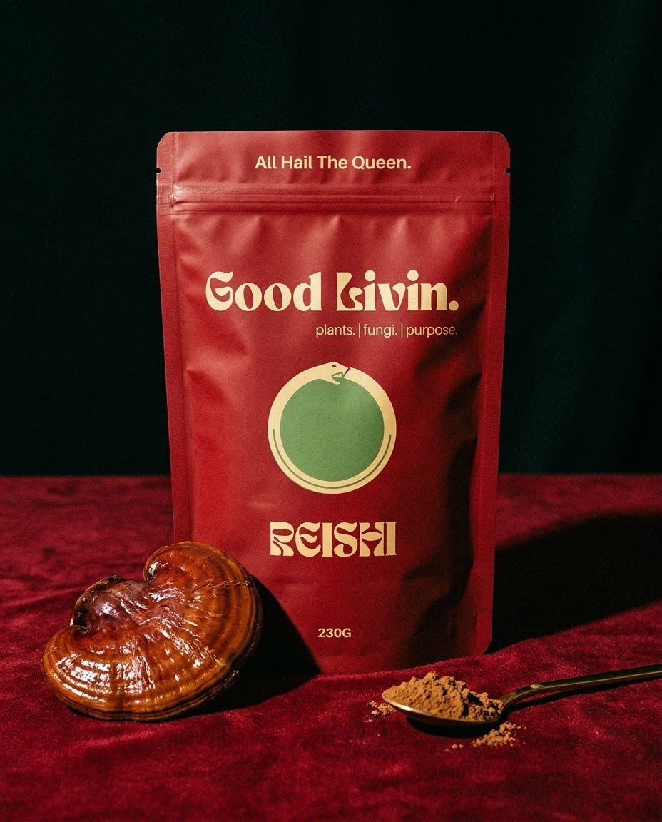 A 230g bag of Good Livin reishi powder